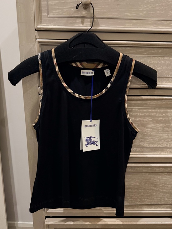 Burberry Tops - Burberry Black Tank with Check Trim